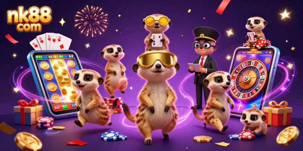 Engage with the immersive world of nk88 com where cartoon meerkats master the casino.