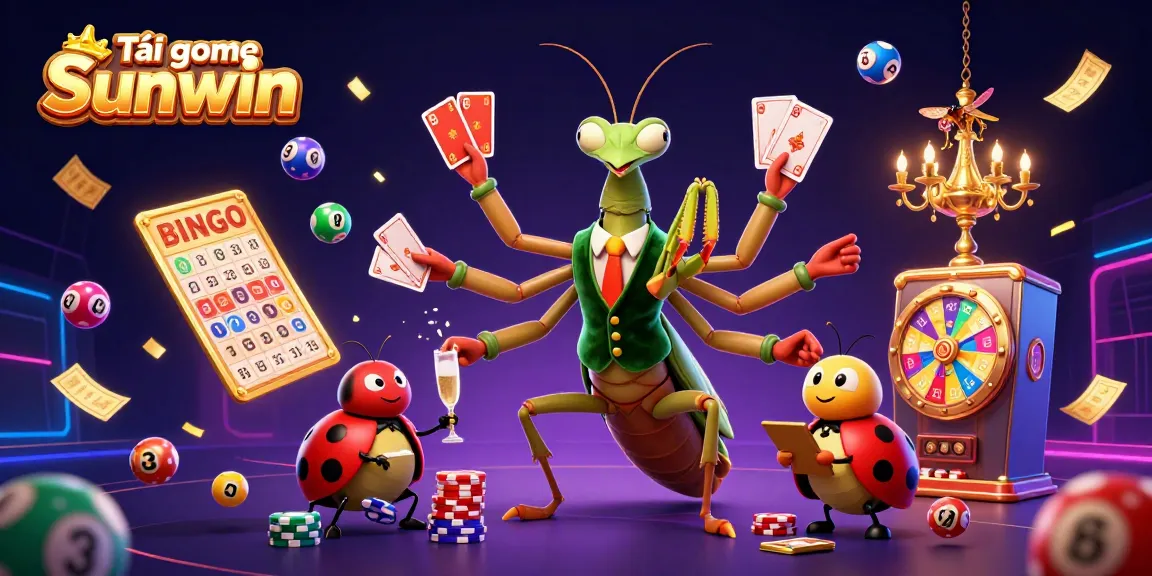 Tải game Sunwin features vivid 3D illustration of a giant mantis card sharp and vibrant game elements to enhance your gaming experience.