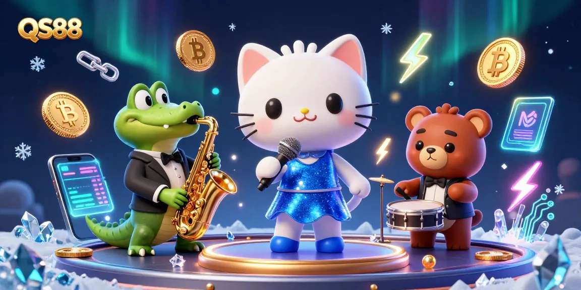 Engage with QS88’s vibrant casino scene featuring a jazz-singing cat and musical animals.
